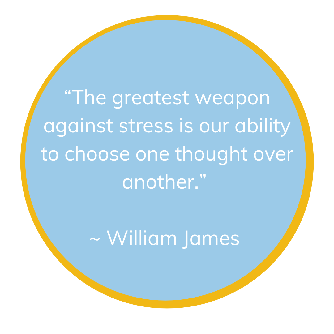 Quote from William James about the power of thinking over stress.